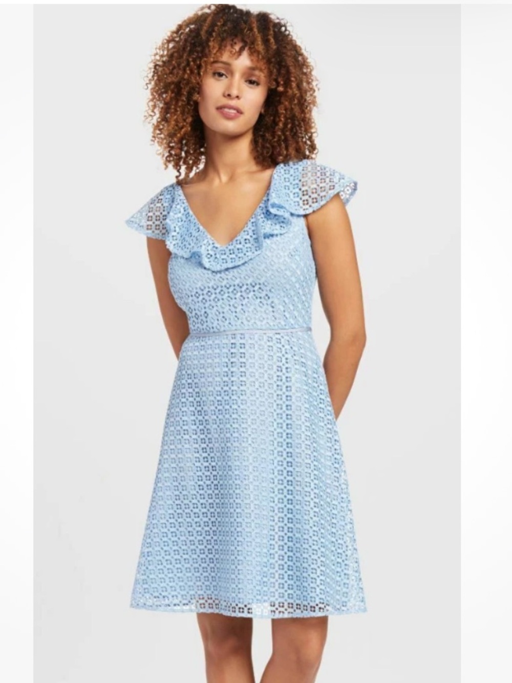 Draper James Light Blue Eyelet Ruffle Midi Dress